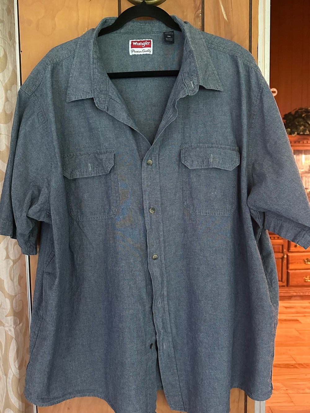 Wrangler Men's Short-Sleeve Button-Front Shirt - Denim Blue